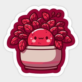 Cute Kawaii Red Cactus Succulent in a Pot | Kawaii Style Plant | Kawaii Houseplant Sticker